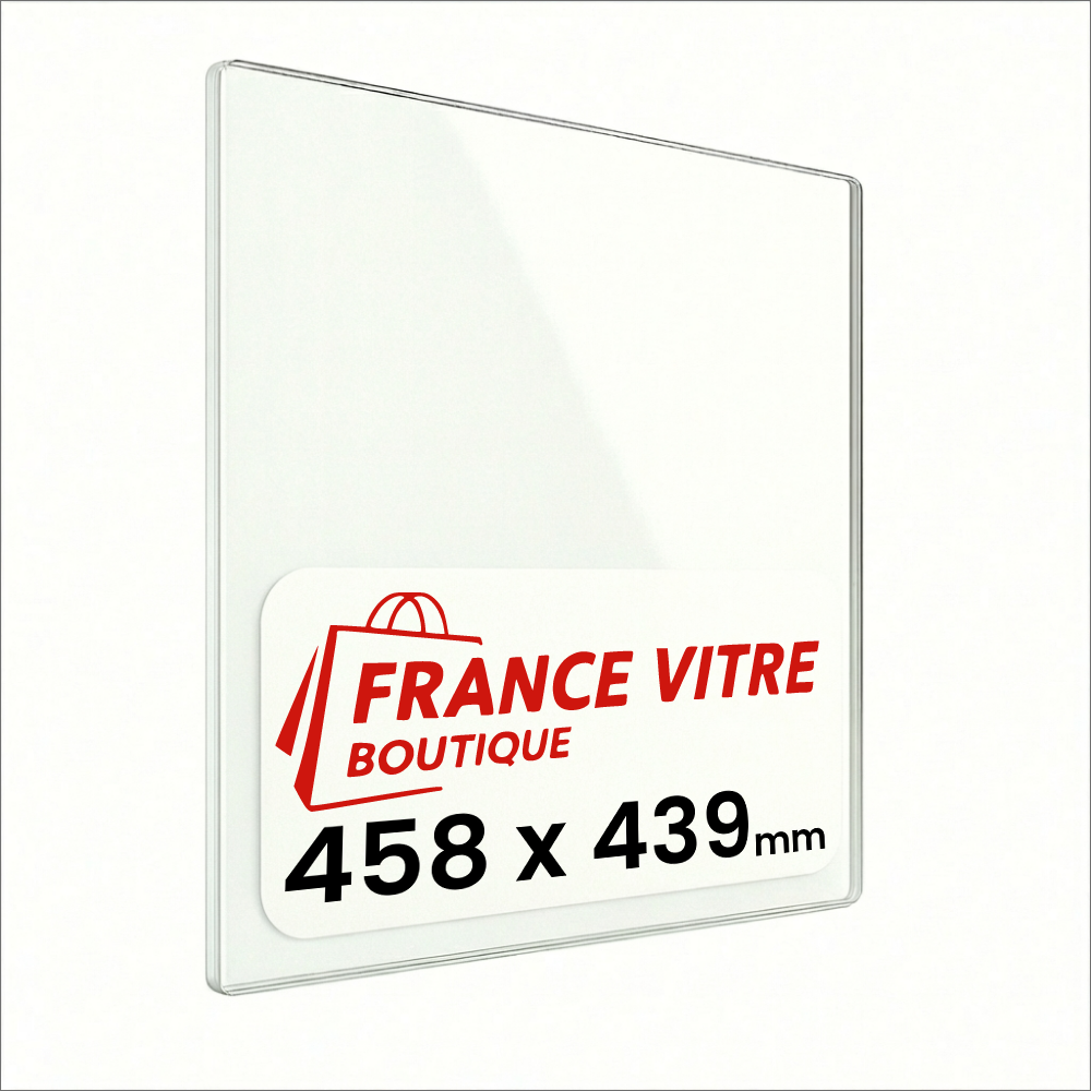 CHARLTON & JENRICK - modèle : charlton-jenrick-pure-vision-5kw-wide - 458 x 439 x 4 mm - Vitre de cheminée pour insert et poêle à bois - verre de rechange - jusqu'à 800°C