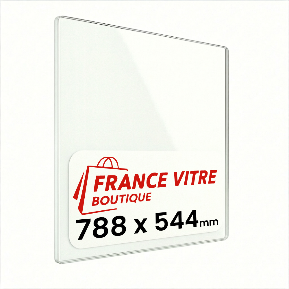 GODIN - modèle : panoramique-851 - 788 x 544 x 4 mm - Vitre de cheminée pour insert et poêle à bois - verre de rechange - jusqu'à 800°C