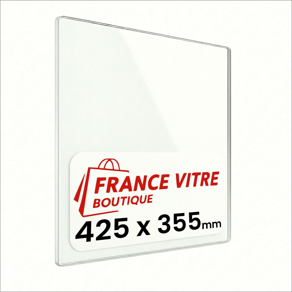 425 x 355 x 4 mm - Vitre de cheminée pour insert et poêle à bois - verre de rechange - France Vitre - jusqu'à 800°C - 355x425 mm